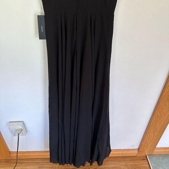 Lulus Women’s V Neck Lace Trim Black True Bliss Black Maxi Dress - Picture 7 of 13